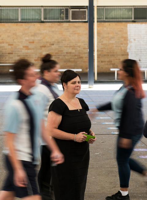 Loughran wants to stay connected to her students. Every day she makes a point of mixing with them in the Doonside Technology High School