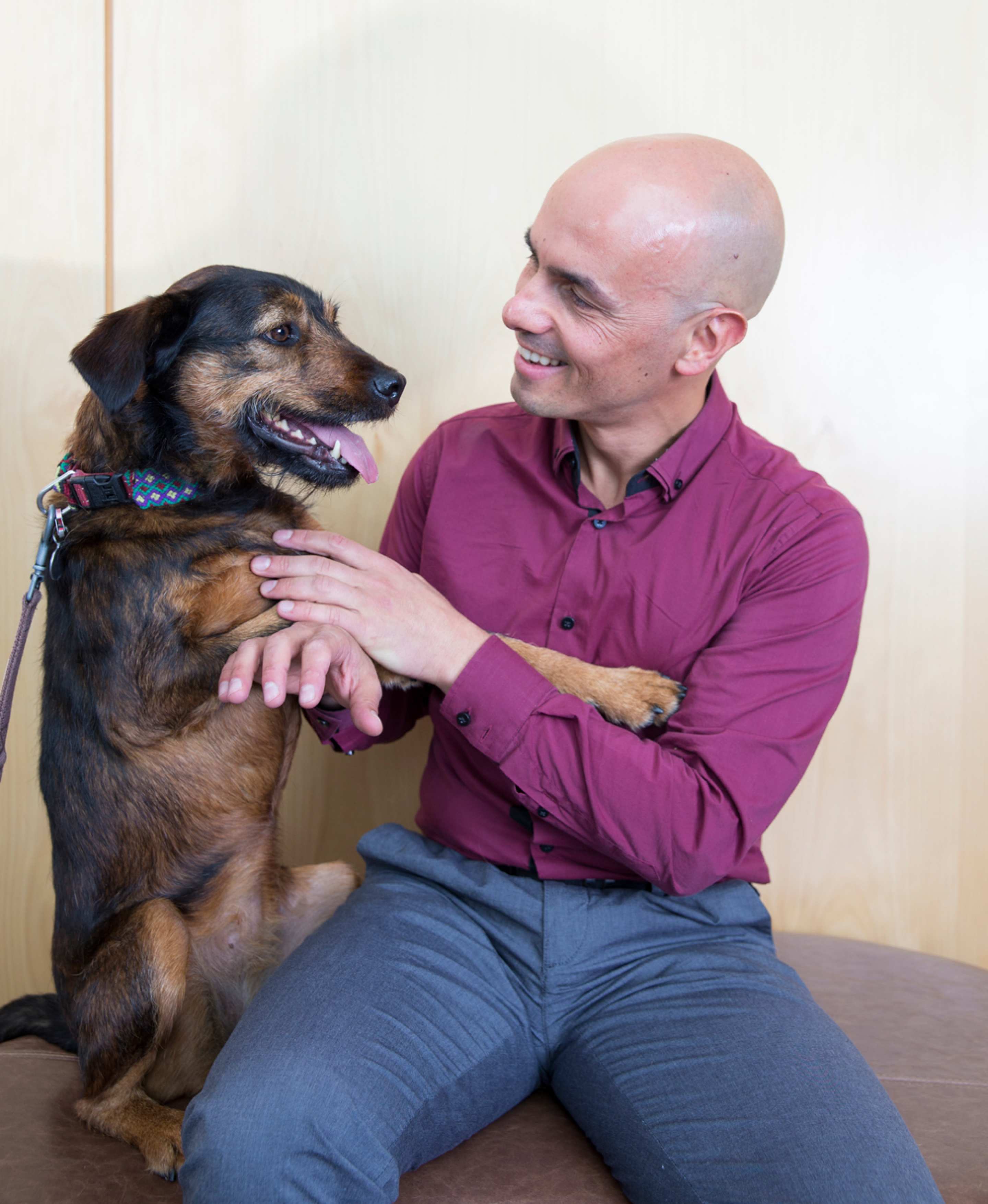 Manos Stamatakis with his dog Rozi