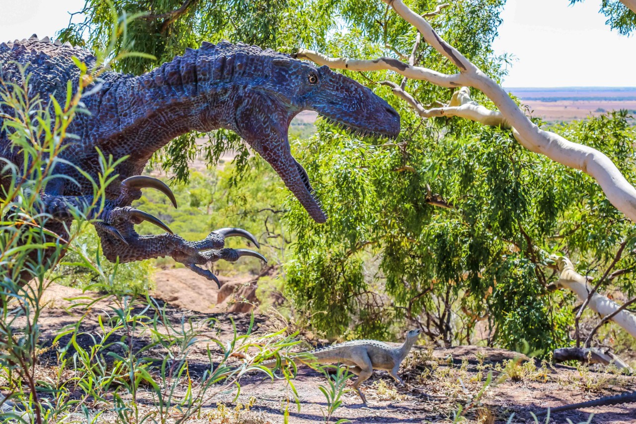 Dinosaur Stampede exhibit at Dinosaur Canyon, located in Queensland’s Winton Formation which was formed during the Cretaceous period.