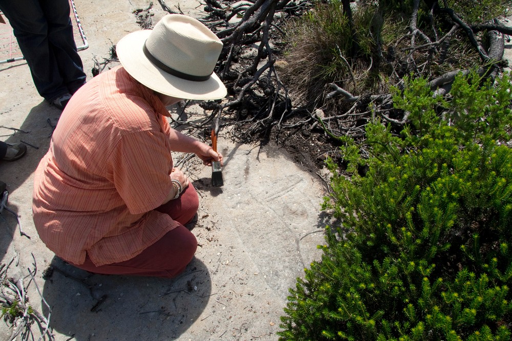 Reading an inscription at the Quarantine Station
