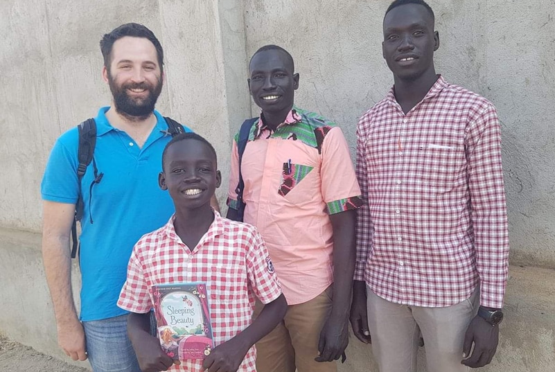 Kevin Lenahan with volunteers in South Sudan