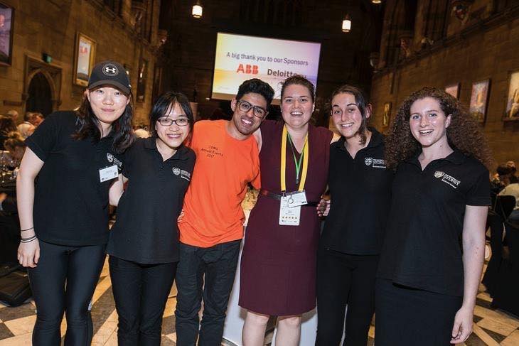 Chloe Segal with fellow students at an event in the University of Sydney's Great Hall