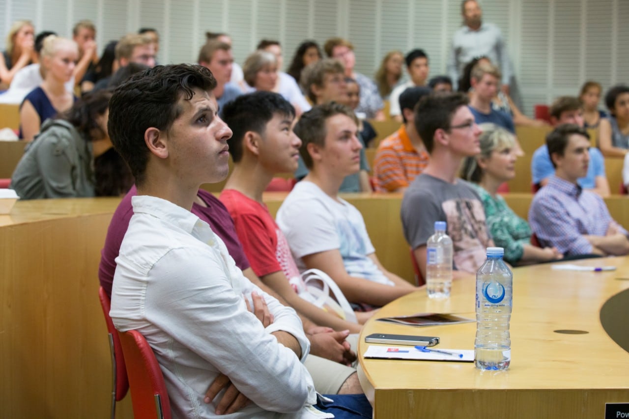 Students sitting in a lecture theatre attending an information session