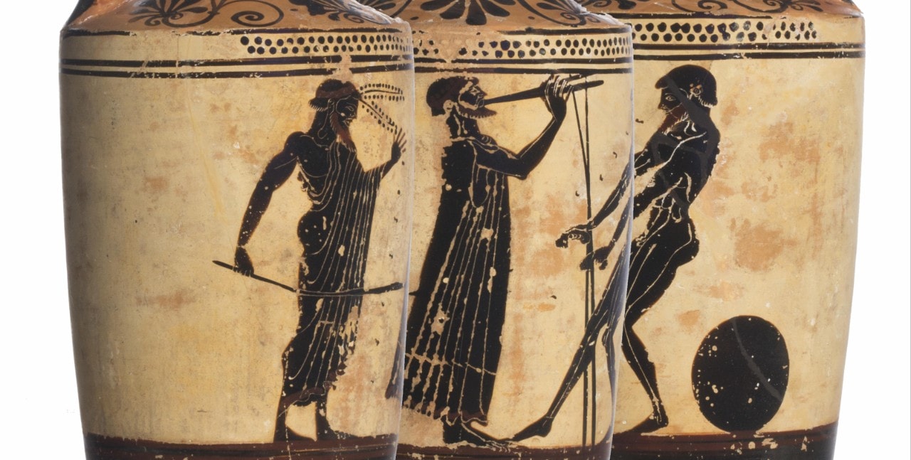 Greek vase with athletes