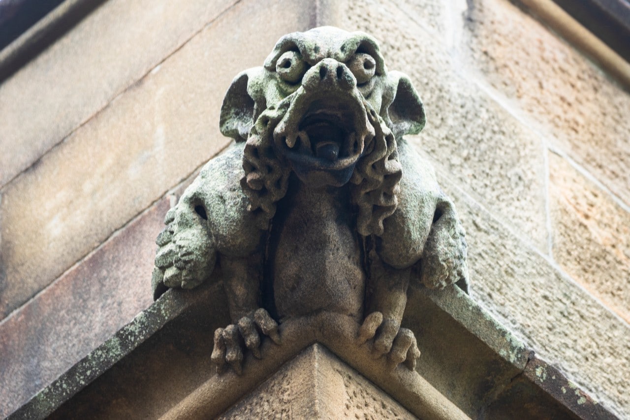 Grotesque carved into sandstone