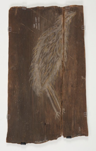 Painting of a bird on bark