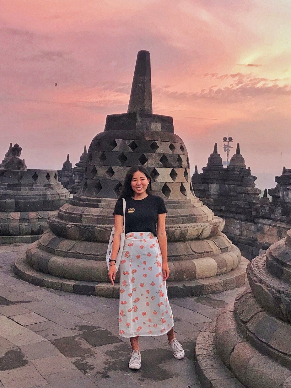 Jennifer Yang at Borobudur in Indonesia