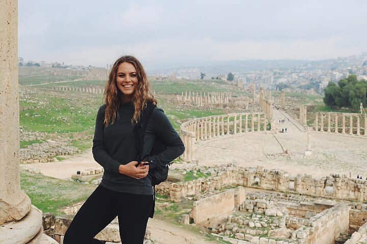 Taylah at the ancient ruins of Jaresh, Jordan