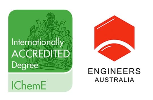 Logos of Engineers Australia and the Institution of Chemical Engineers