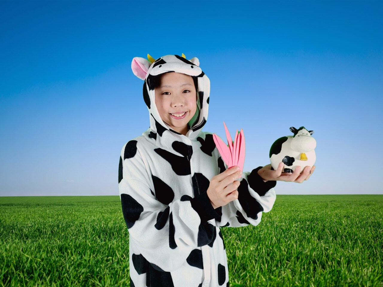 Charlotte dressed as a cow