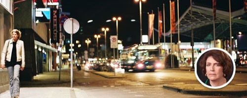 Image of a busy city street at night time