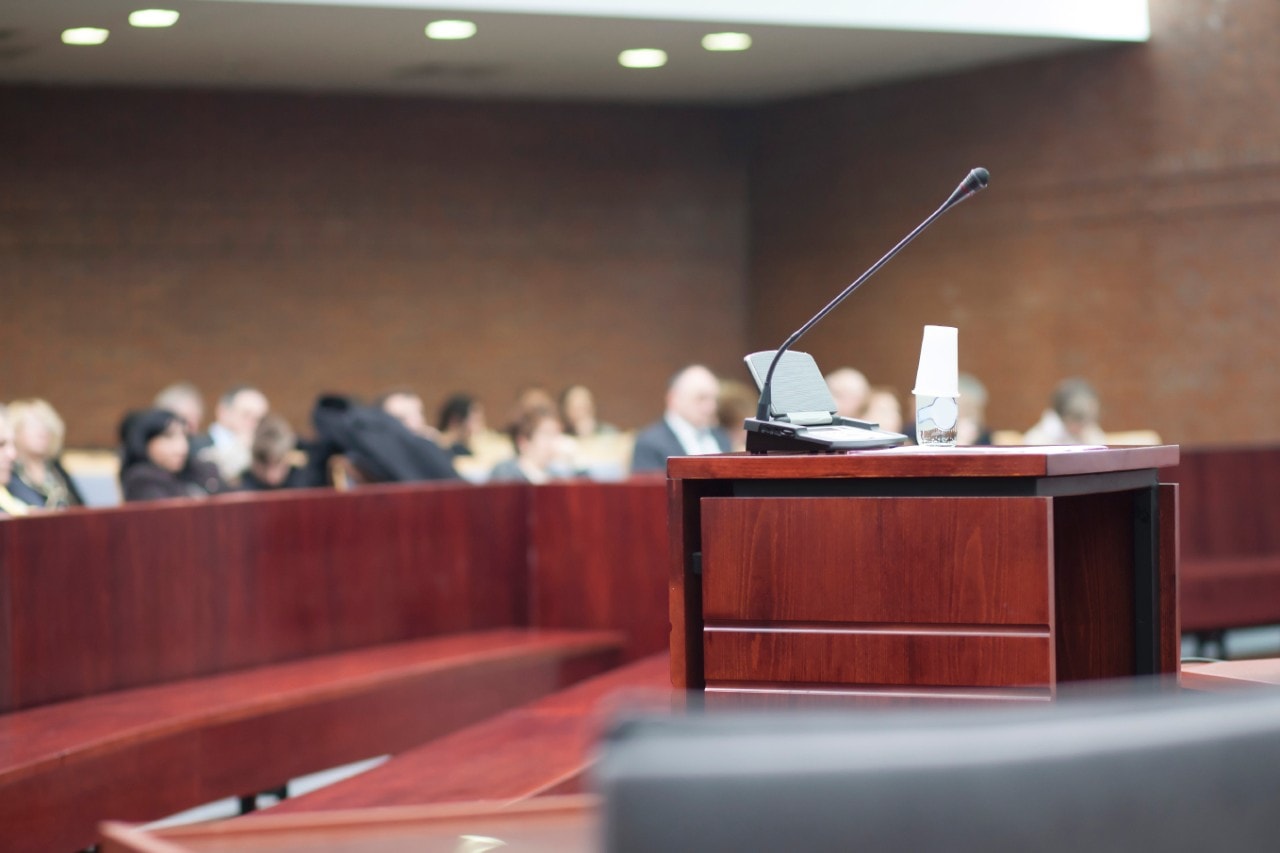 General wide shot of a courtroom. Image: iStock