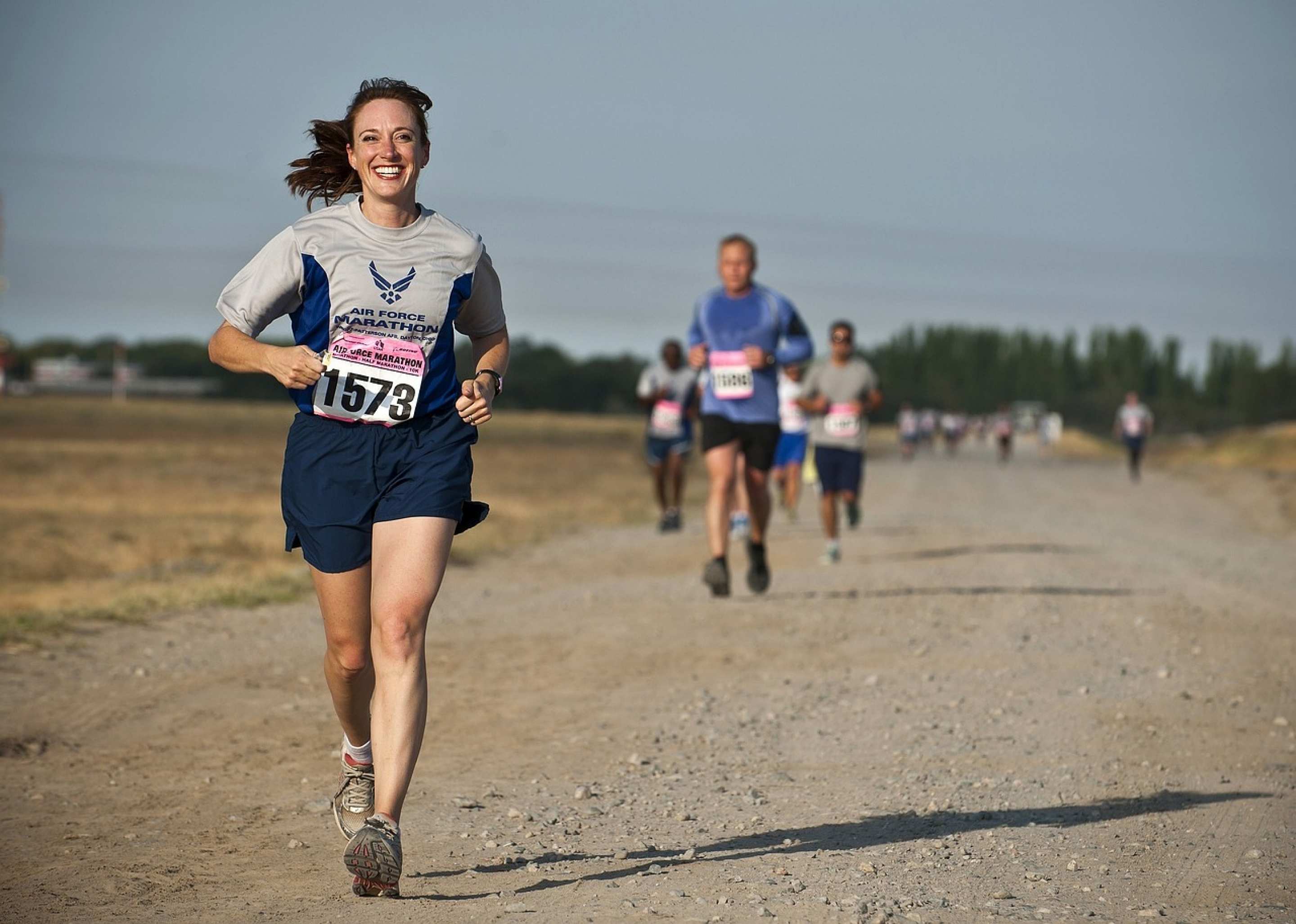 Woman running a marathon