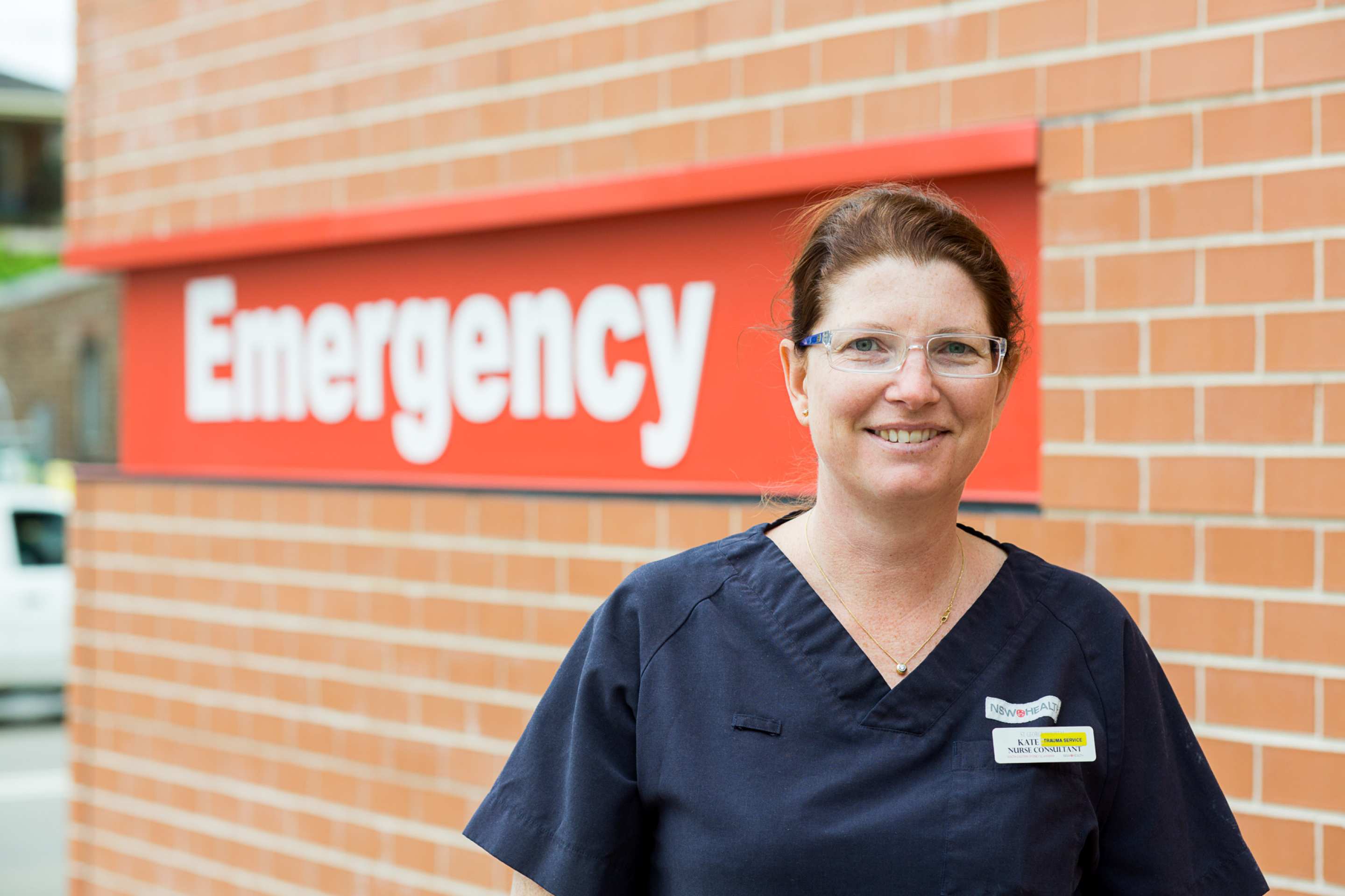 Professor Kate Curtis standing in front of an Emergency department