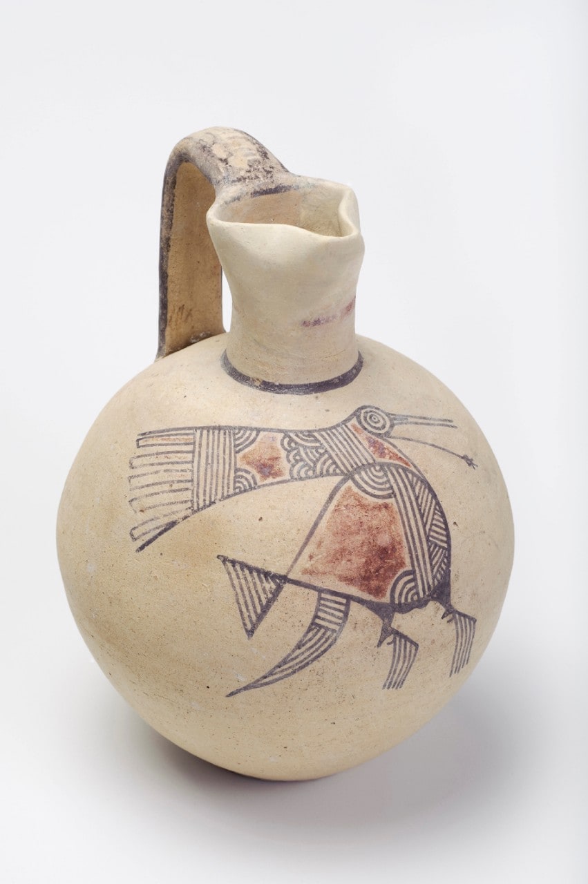 Cypro-Archaic period jug, with abstract bird design circa 750-600BC