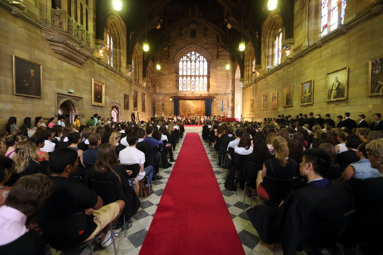 Students sitting in the Great Hall for the official Welcome