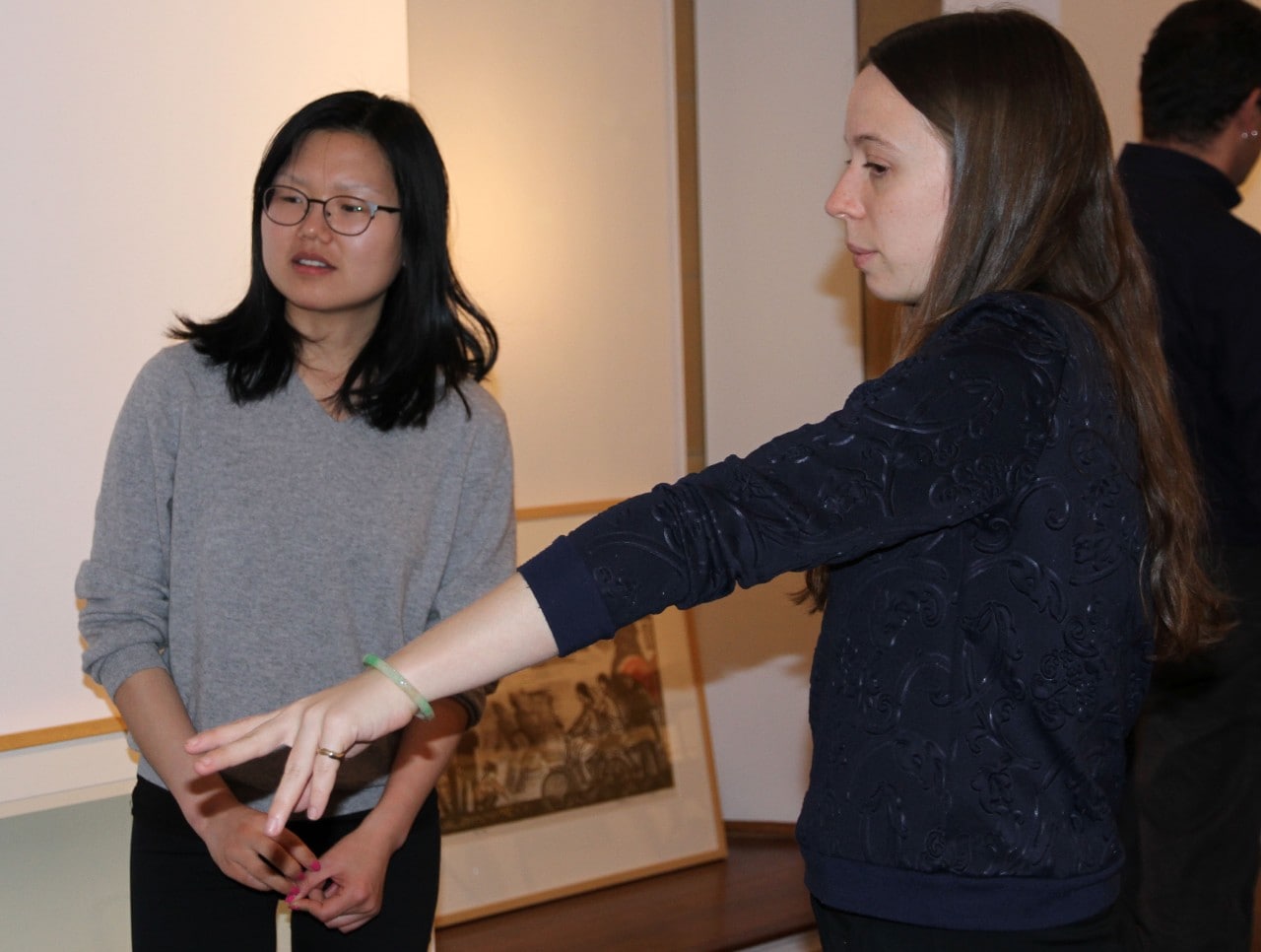 Bingqing Wei and Minerva Inwald at the exhibition's install. 