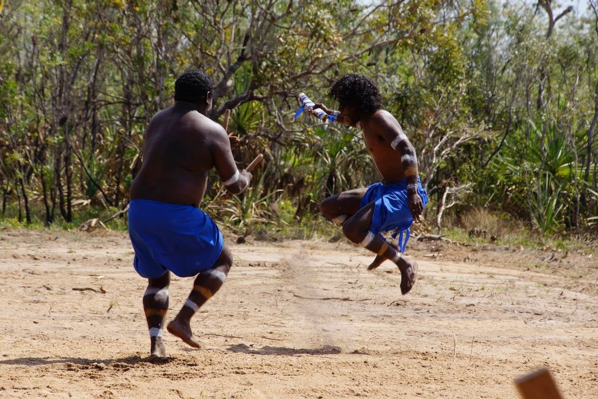 Ranfred Manmurulu and Jamie Milpurr from Warruwi, NT. Photo: Nicole Jansan Thompson, courtesy Payi Linda Ford.