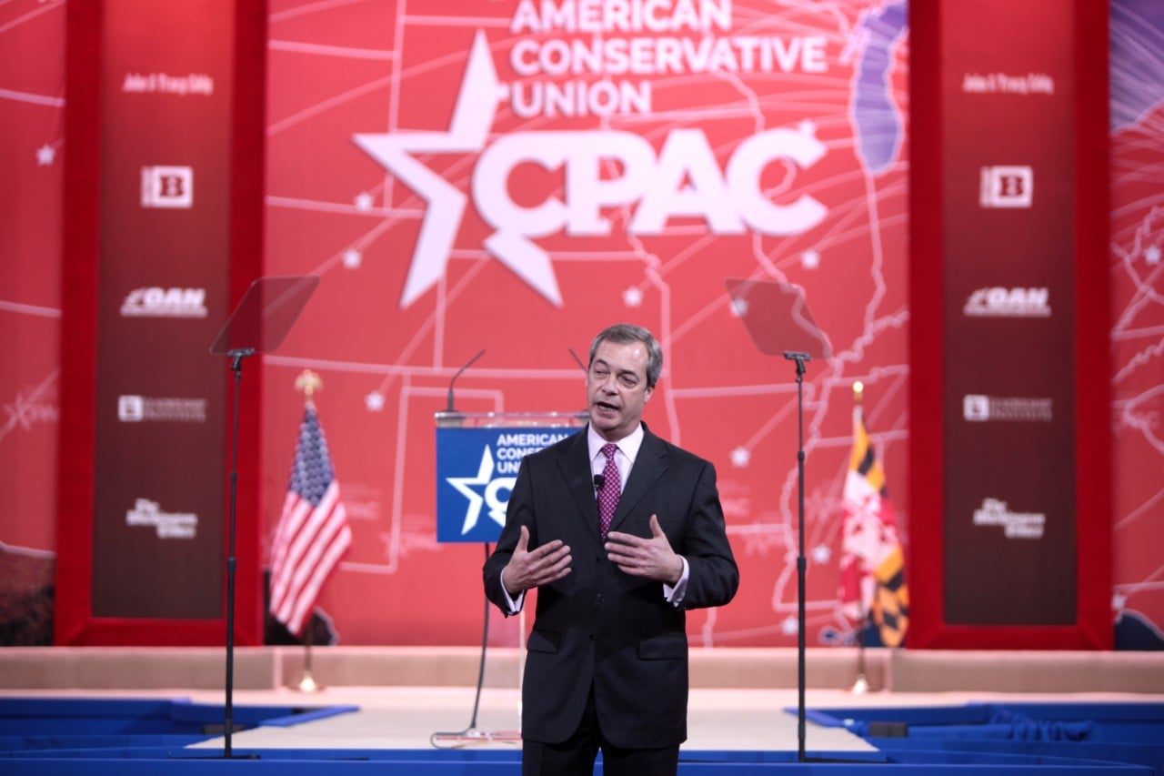 A photograph of UKIP politician Nigel Farage at an American Conservative Union event. Image: Gage Skidmore