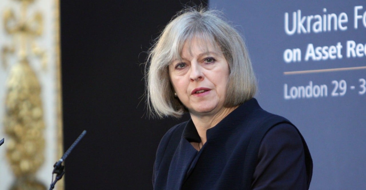 British Prime Minister Theresa May is pictured speaking at a recent forum. Image: WikiMedia Commons