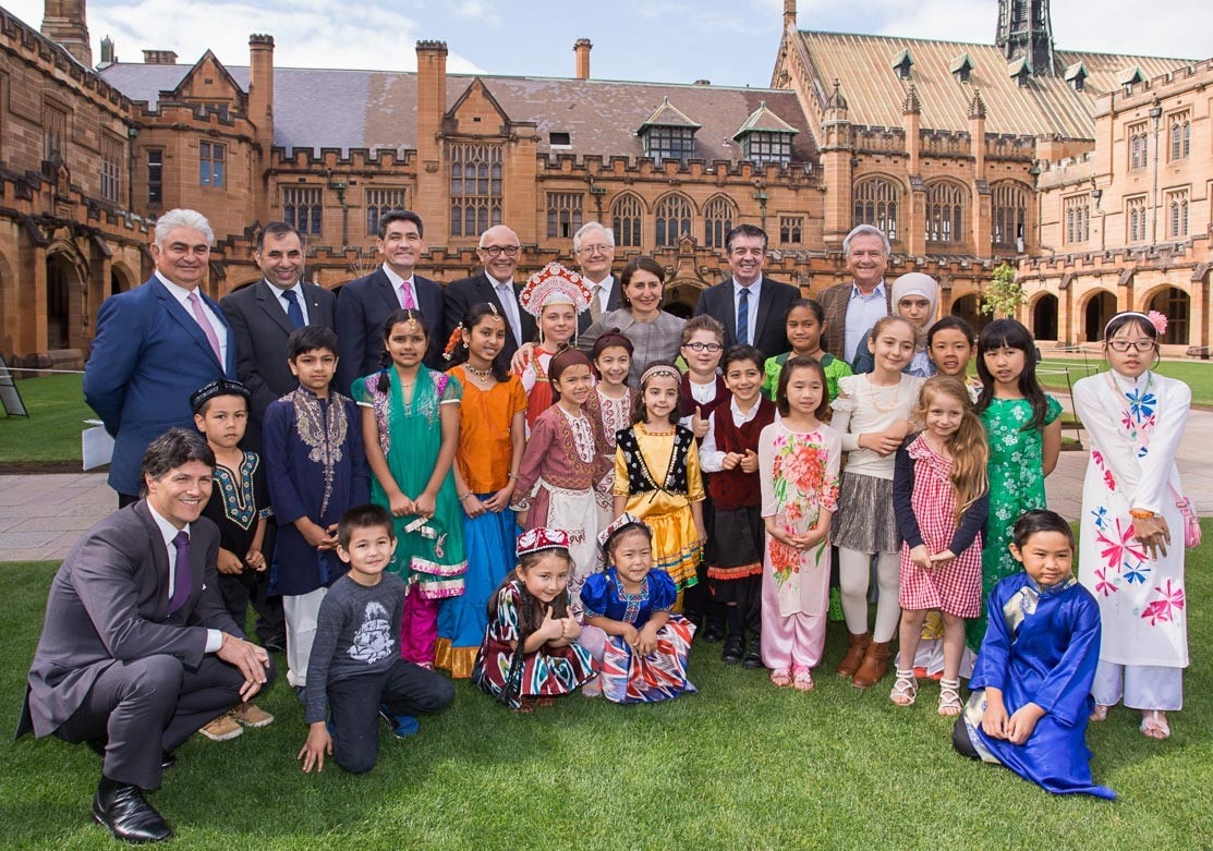 Community languages students at the announcement of a new Sydney Institute for Community Languages Education (SICLE). Image: Bill Green/University of Sydney