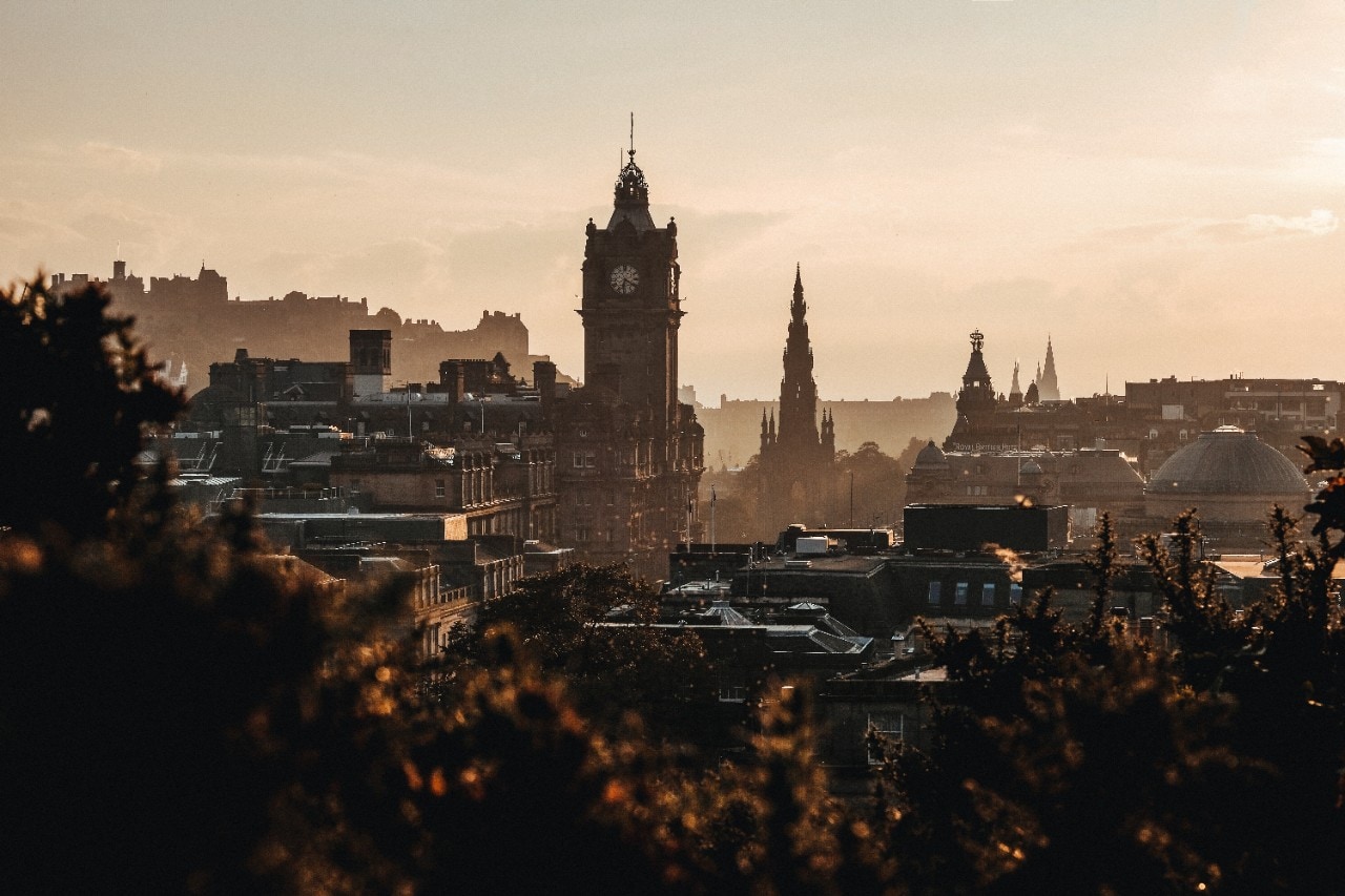 The view from Calton Hill in central Edinburgh, Scotland. Image: Unsplash/Adam Wilson