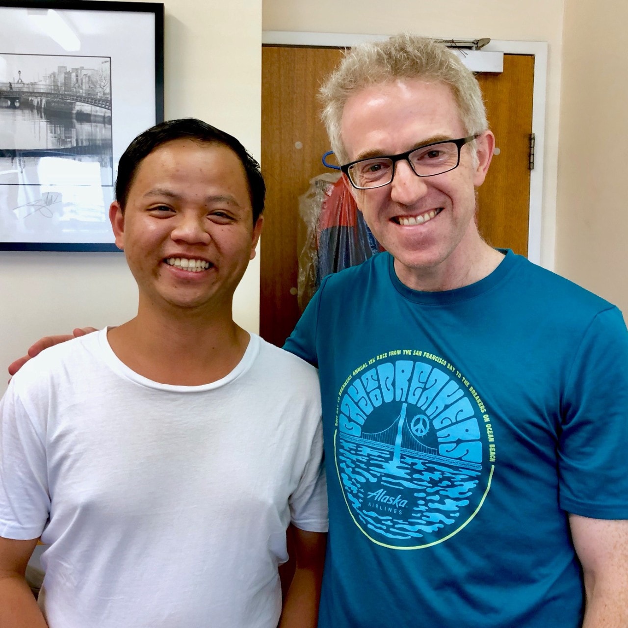 Dr Mat Todd in an office with Hung Duong, the Honours student who worked on the project and is a co-author on the paper