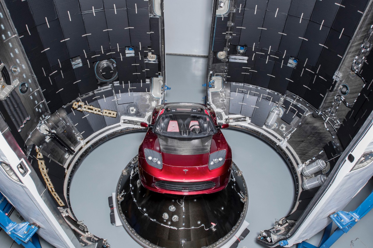  Falcon Heavy’s first payload will be a Tesla Roadster, set to become the world’s fastest car following its launch into a heliocentric orbit.