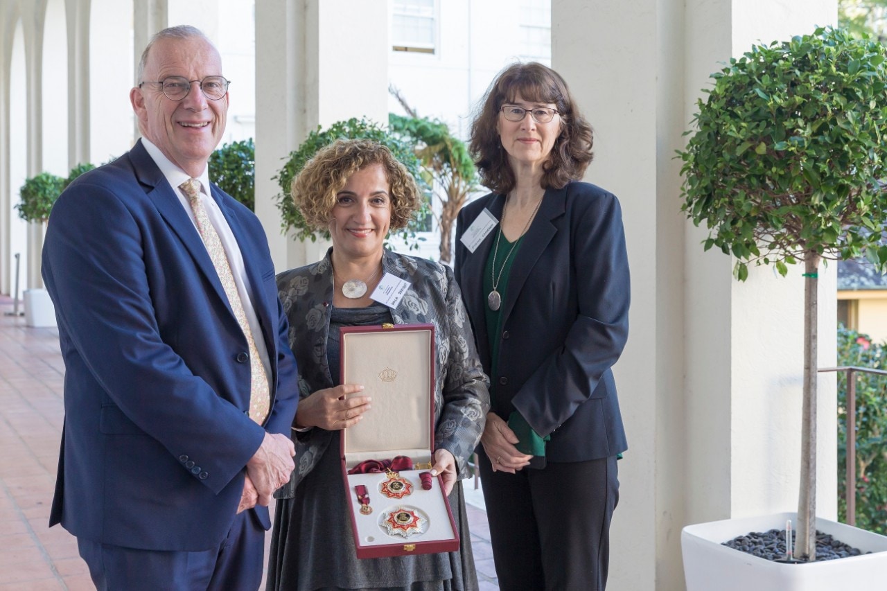(l-r) Vice-Chancellor and Principal Dr Michael Spence, Professor Hala Zreiqat and Dr Fiona Cameron, Executive Director for Biological Sciences and Biotechnology – Australian Research Council at the launch of the Centre.
