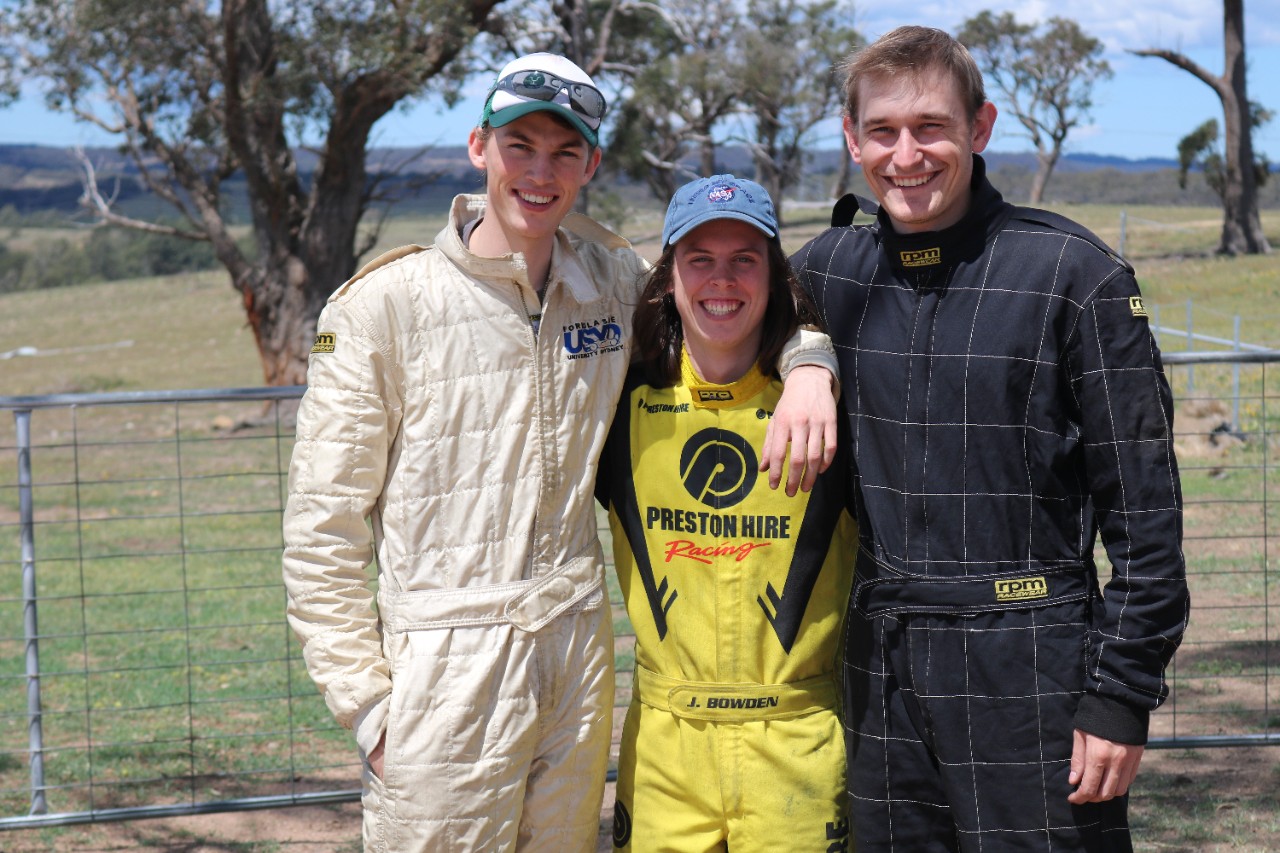 Race car driver and engineering student, Jackson Bowden (centre) is looking forward to competing in this year's competition.