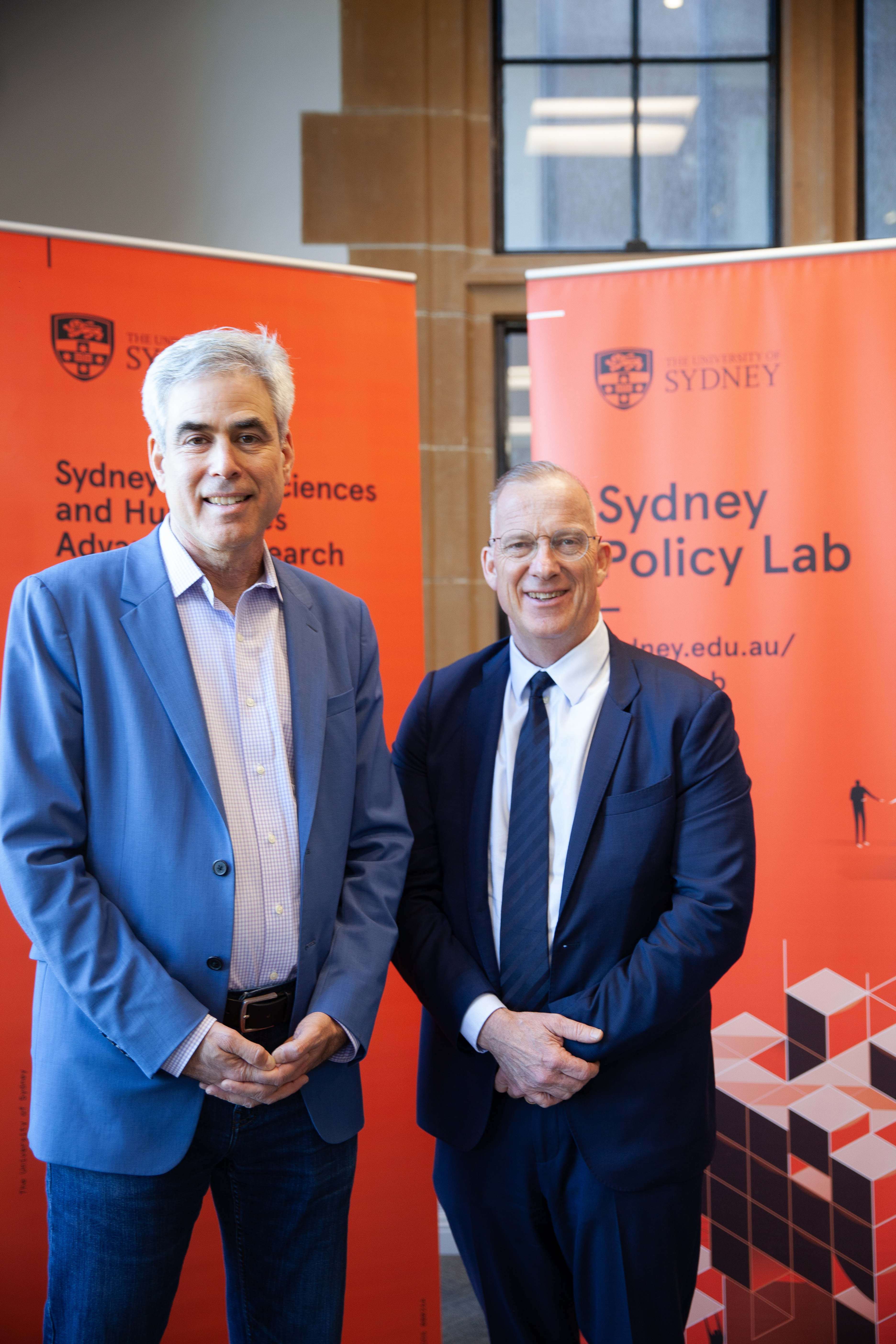 Professor Jonathan Haidt with University of Sydney Vice Chancellor and Principal Dr Michael Spence