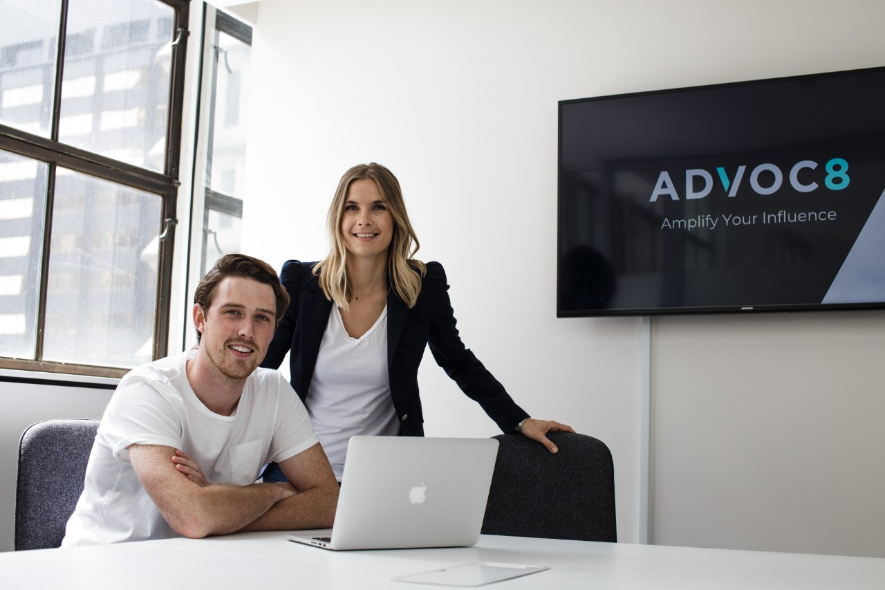 Co-founders of Advoc8, Harry Curotta and Nicole Buskiewicz.