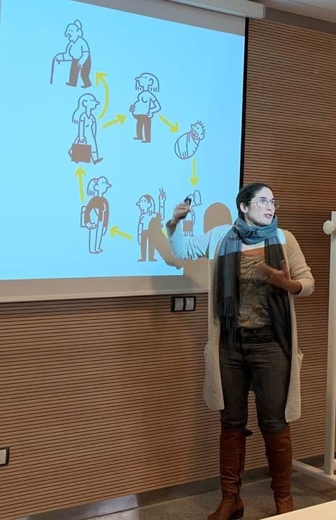  Associate Professor Marian Vidal-Fernandez delivering a lecture before the coronavirus pandemic hit.