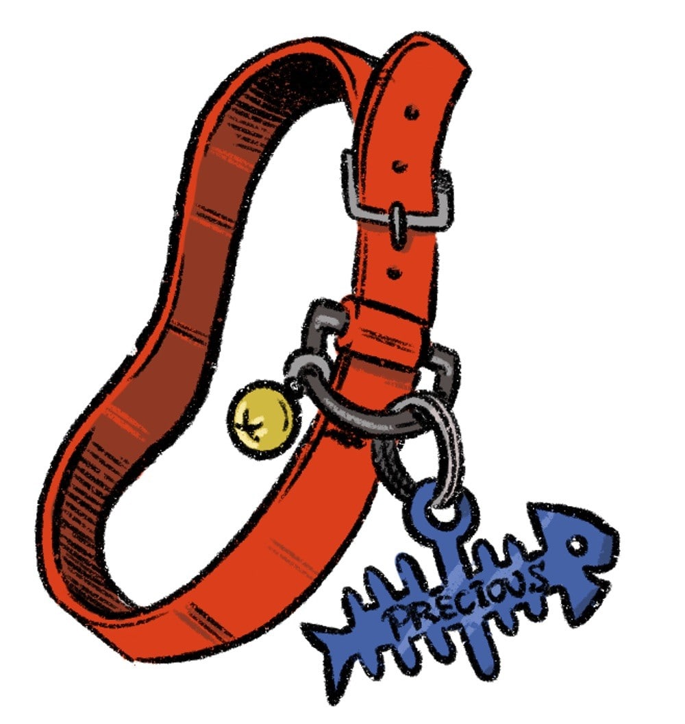 Illustration of a cat collar with a bell