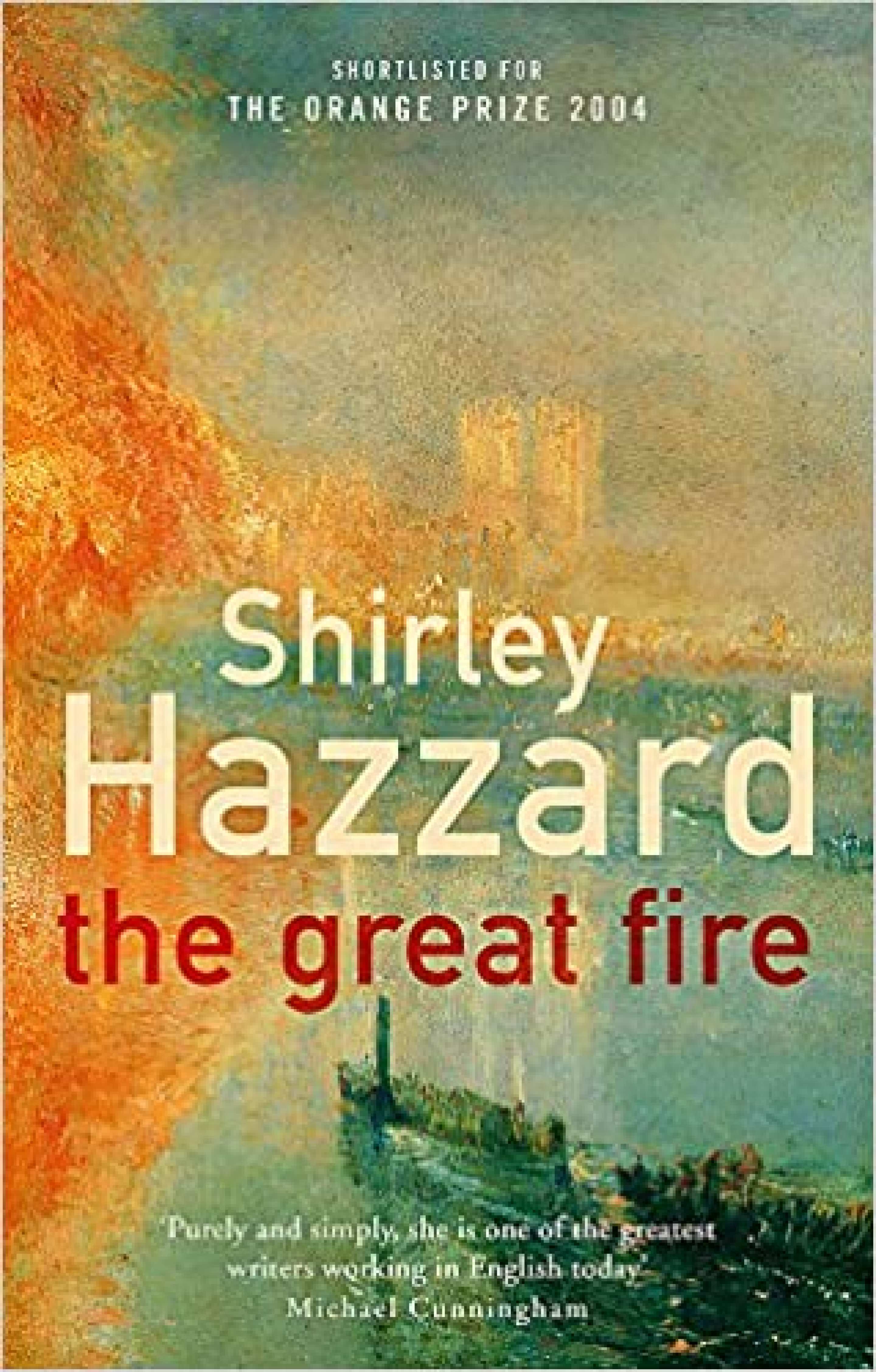 photo of book cover for The Great Fire, it's an illustration of London on fire