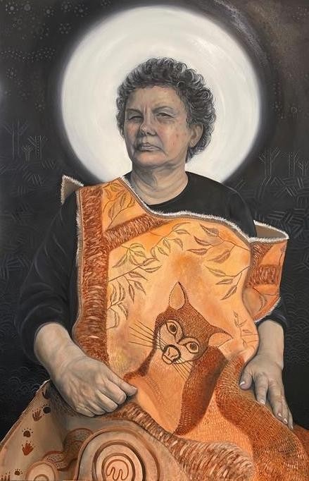 Charlotte Lund's portrait of Lynette Riley, submitted to the 2020 Archibald Prize.