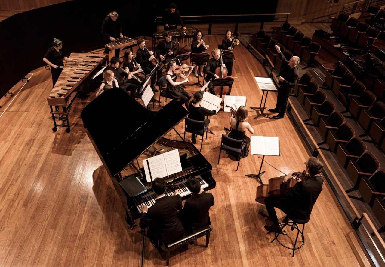 Musicians rehearse at the Sydney Conservatorium of Music
