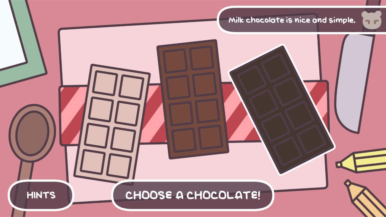 cartoon image of pink packets with chocolate inside