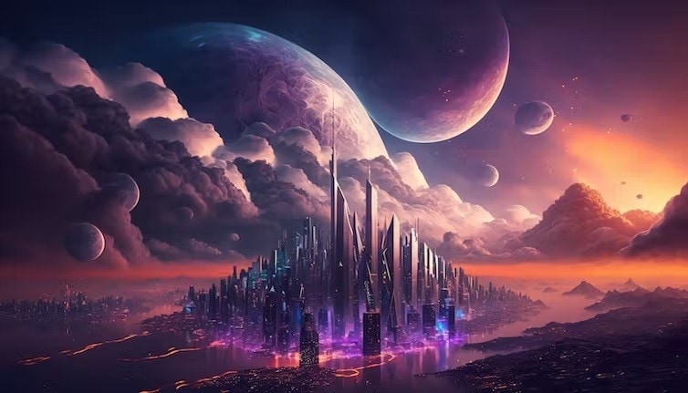 AI-generated artwork of a futuristic cityscape