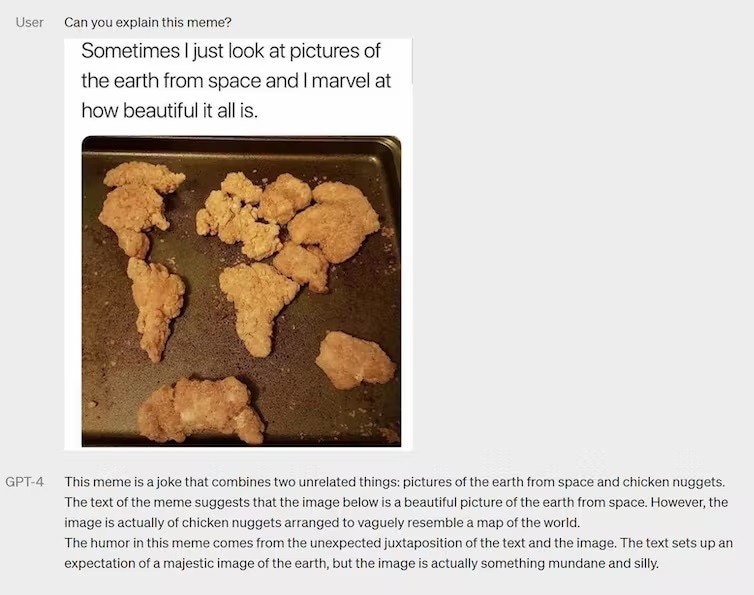 A meme showing chicken nuggets arranged to look like planet earth