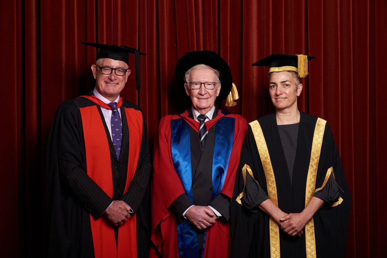Professor Andrew McLachlan, Edward Crook and Professor Annamarie Jagose