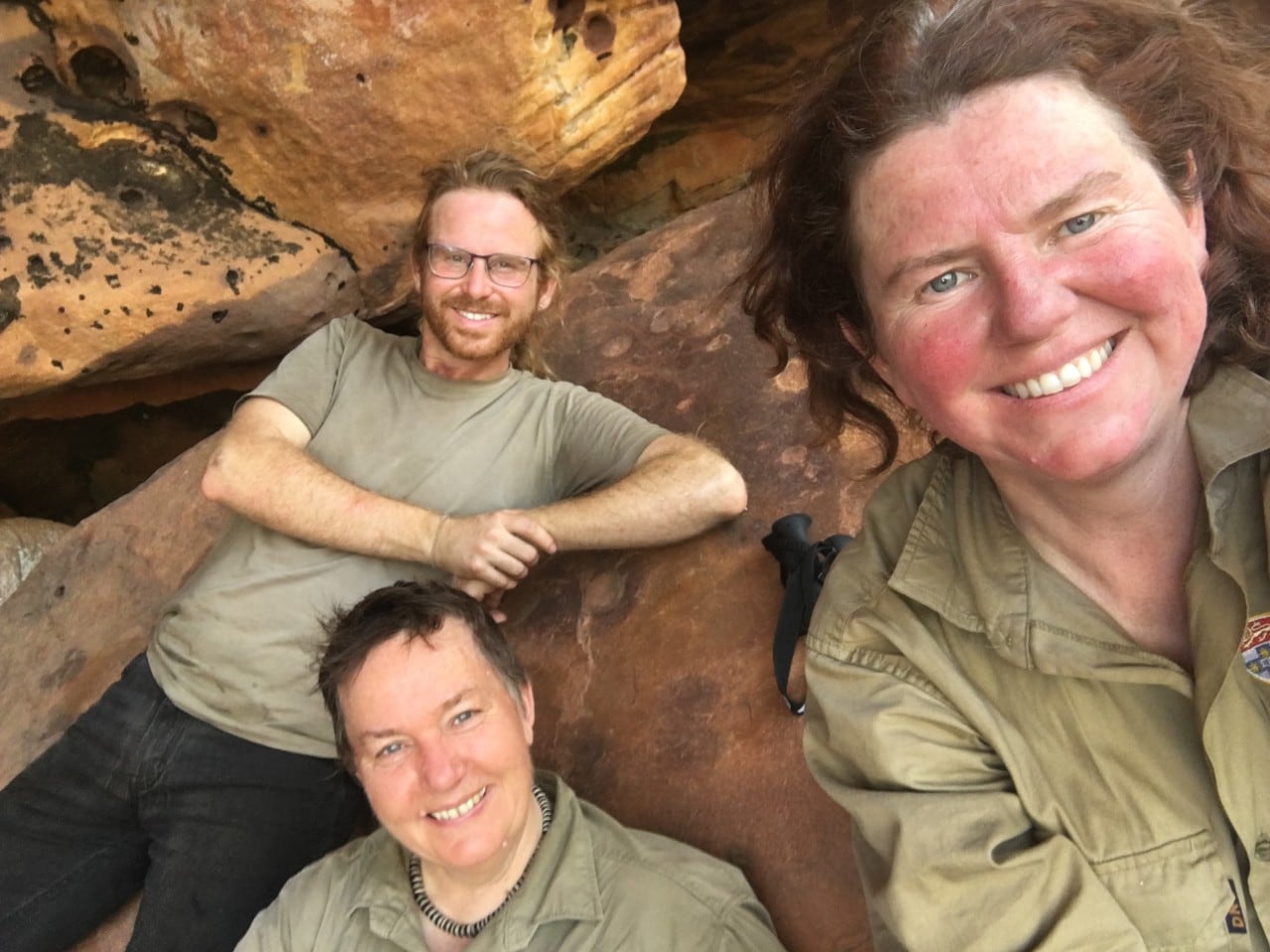 Steve Skitmore, Ursula Frederick and Annie Clarke on fieldwork. Photograph Ursula Frederick  2019