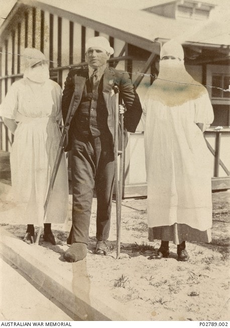 Wounded soldier with the flu at Randwick Military Hospital c1919