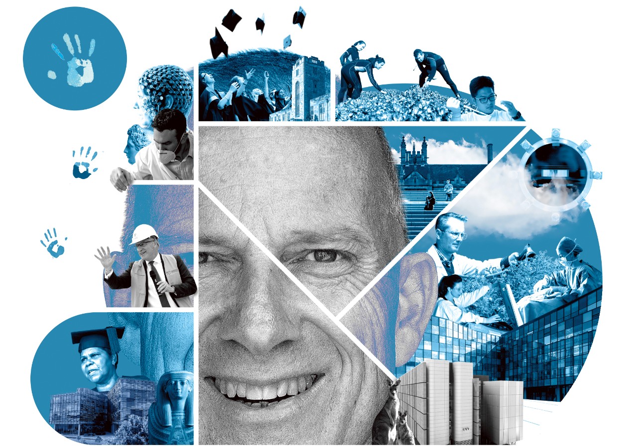 A collage of images featuring Dr Michael Spence 