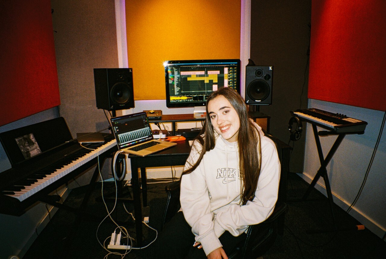 Chelsea Warner pictured in a music studio