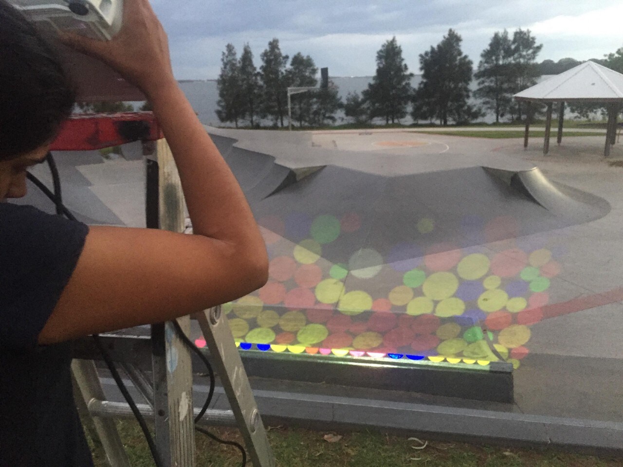 light installation at a skatepark