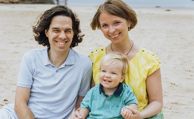 Stephen Morgan and Zsuzsanna Dancso with their son Oliver. 