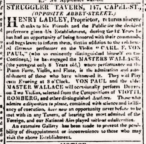 The Masters Wallace: [Advertisement], The Dublin Evening Post (3 June 1826), 1