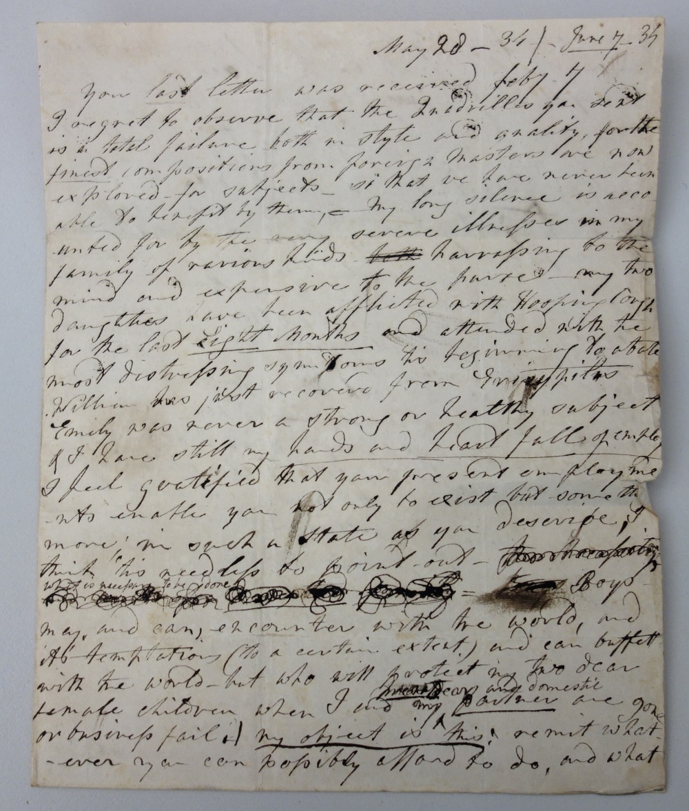 Letter, Susannah Castell, London, to Cavendish, 28 May-7 June 1834