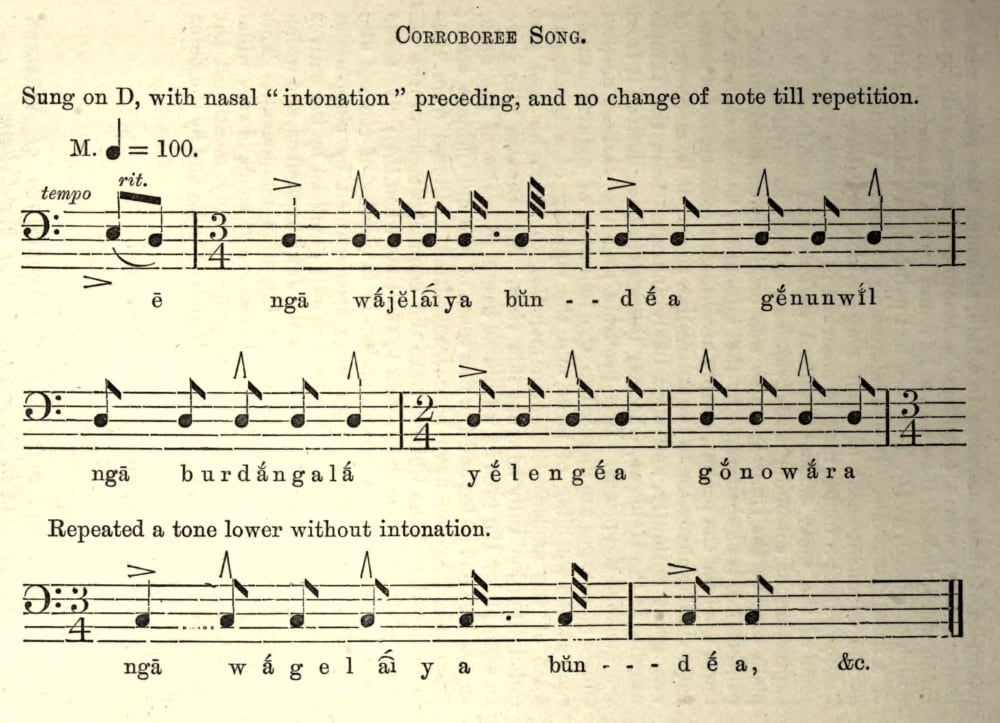 25.3 Corroboree song (Torrance 1887, 339)